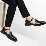New Black Casual Business Men Shoes Buckle Strap  Round Toe Sandals Shoes for Men with Free Shipping Size 38-46