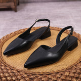 [New Brand Low Heels Shoes] Qibusleen Women's Summer Low Heels New Brand Women Slingback Shoes Pointed Toe Shallow Slip On Ladies Mules Shoes Flat Heel Casual Lady Vacation Slide