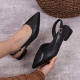 [New Brand Low Heels Shoes] Qibusleen Women's Summer Low Heels New Brand Women Slingback Shoes Pointed Toe Shallow Slip On Ladies Mules Shoes Flat Heel Casual Lady Vacation Slide