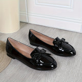 Large Lightweight Single Shoe - New Women's Simple Solid Color Four Seasons Round Head Style Bow