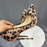 Suede Leopard print gradient high heels women's leopard print dress sexy pointed shoes high heels for parties shoes women