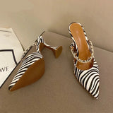 Zebra Women Pumps Fashion Crystal Slingback High Heels Party Strange Style Wedding Bride Shoes Size 35-41