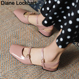 Mary Jane Flats Vintage Square Toe Buckle Band Women Casual Loafers Flat Shoes Woman Ballerina Slip On Shallow Solid Moccasins