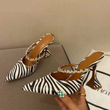 Zebra Women Pumps Fashion Crystal Slingback High Heels Party Strange Style Wedding Bride Shoes Size 35-41