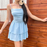 homecoming dresses Sweet Sling Waist Slimming a Swing Dress Summer New Fashion Hot Girl Backless Skirt 