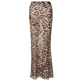 women's clothing summer new fashion sexy leopard chiffon fishtail skirt mopping skirt foreign trade