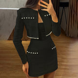 outfit inspo Autumn New Long Sleeve Coat Fashion Style Socialite Temperament Slim Tube Top Dress Women