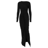 fashion sexy long-sleeved hip skirt autumn and winter women's clothing new slit fishtail dress female