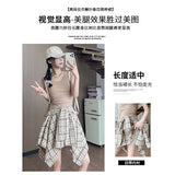 Irregular plaid skirt women's summer new anti-exposure retro hip skirt a-line slim shirt skirt