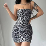 outfit inspo Sexy Hot New Fashion Leopard Print Street Style Nightclub All-Match Strap Sequin Dress Women's Clothing