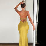 women's clothing spring and summer new fashion sexy v-neck sling slit mid-length evening dress dress for women