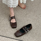 Spring Women Mary Jane Shoes Fashion Square Toe Ladies Comfort Soft Sole Flats Women's Comfort Ballerinas Shoes