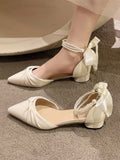 Summer Clear Heels Luxury Sandals Female Shoe Mary Jane Med Fashion Girls Spring Retro Pearl New Comfort Pointed Medium