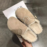 Fur Flats Cotton Slippers Women Slingback Shoes Winter  New Trend Fashion Cozy Home Flip Flops Short Plush Warm Botas Mujer