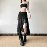 Spicy Girl Style Split Irregular Summer New Spliced High-waisted Gauze Minimalist Office Lady Slim All-match Casual Skirts