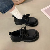 Cross Women's Shoes Casual Female Sneakers British Style All-Match Flats Round Toe Preppy Dress Winter Retro New On Heels Solid