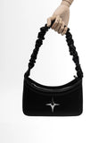 Vintage Pleated Star Black Women's Handbags Fashion Simple Trendy Shoulder Crossbody Bag Korean Y2k Girls Casual Top-Handle Bags