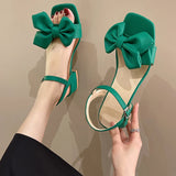 Large Solid Color Open-toe Sandals Women Summer New One-line Buckle Fashion Temperament Bow Knot Comfortable Women's Shoes