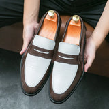 Fashion Color Mixed Mens Party Loafers Black White Business Leather Shoes Luxury Goods Summer New Coffee White Slip-On Shoes