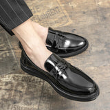 Platform Shoes Loafers Original Men Patent Leather Wedding Shoes Black Formal Business Luxury Slip-on Casual Leather Shoes