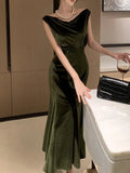 Elegant Velvet Dress Women Sleeveless V-neck Wrap Hip Slim Mermaid Evening Party Prom Vestidos Mujer Solid Fashion Sexy Robe New