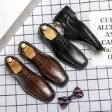 High Quality Business Men Dress Shoes Square head Male Casual Leather Shoes Lace Up Wedding Shoes Men Gentleman Derby Shoes