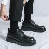 Men Casual Large Toe Original Black Platform Business Thick Bottom Dress Shoes Men Gentleman Outdoor Patent Leather Safety Shoes