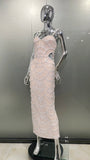 High Quality Women Sexy Pearl Beading Sequins Bodycon Mid-calf Dress Fashion Celebrate Evening Party Birthday Dress