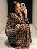 Leopard Print Long Sleeve Sexy Maxi Dress For Women Autumn Winter New Turtleneck High Waist Bodycon Club Print Dress