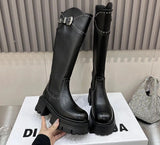 Platform Punk Women's Long Boots Fashion Back Zippers Knee High Botas Ladies Elegant Thick Bottom Shoes Winter Women's Footwear