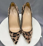 Suede Leopard print gradient high heels women's leopard print dress sexy pointed shoes high heels for parties shoes women