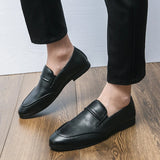 New Men Casual Slip-on Business Loafers Male Concise Fashion Leather Shoes Soft High Quality Driving Shoes Mule Dress Shoes