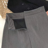 Black Gray Women Skirts A-Line Korean Style High Waist Split Mini Skirt Woman Simple Casual Office Shorts Skirts Female