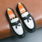 Handmade Fashion Men Tassel Loafers Thick Soled Leather Gentleman Fashion Slip-on Shoes Men’s Business Dating Formal Party Shoes