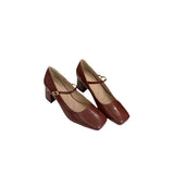 Branded Pumps African Woman Shoe Gold  Heels Square Toe Chunky Sandals Slip On Fashion Burgundy Lace-Up Straps Casual Beige