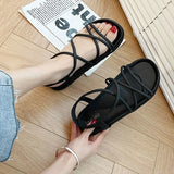 New Sandal Woman Summer Beach Without Heel Comfortable Flat Women Roman Espadrilles Sandals Black Pink Red Sexy