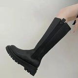 Winter Punk Boots Women Heels Fashion Slip On Shoes Ladies Elegant Thick Sole Long Knight Boots
