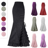 Vintage Gothic Long Skirts Women Punk Fish Tail Skirt New High Waisted Temperament Goth Skirt Festival Party Wear Woman Clothes