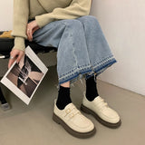 Womens Loafers Shoes Casual Female Sneakers Clogs Platform Flats British Style Oxfords Round Toe Slip-on Creepers Dress New Prep