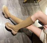 Autumn Winter Women Flats Heel Women Long Boots High Quality Soft Leather Ladies Knight Boots Casual Knee-high Boots
