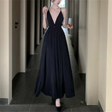 Elegant Black Long Bodycon Dress for Women Slim Sleeveless Fashion Backless Solid Party Evening Prom Dresses New Summer 