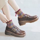 Japanese Literary Retro Lolita Women Pumps Mary Janes Shoes Round Toe Student Girl Platform T-Strap Buckle Bullock Shoes