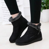 Winter Boots Women Warm Plush Snow Shoes for Woman Ankle Botas Mujer Zipper No-slip Loafers Ladies Casual Comfort Flats Botas