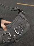 Sweet Cool Denim Grey Shoulder Bag Women Y2k Grunge Hot Girls Casual Handbag Lady Vintage Versatile Underarm Bag Autumn