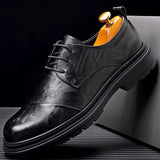 Cow Leather Formal Shoes Lace Up Men Oxfords Thick Bottom Men Fashion Wedding Party Men Dress Shoes Italian Designer Male Shoes