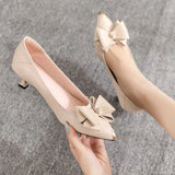 Ladies Summer Footwear Shoes for Women Stilito Pointed Toe Low Heel Elegant with Bow Discount Comfortable Shoe Vacation 39