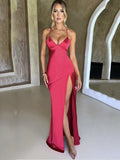 Sexy Strapless Satin Maxi Dress Women Open Back High Slit Slim Dress Women Spring Summer Elegant Party Club Vestidos