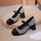 Shoes for Women High Heels Round Toe Ladies Summer Footwear White Block Heel Pumps on Heeled Mary Jane Gothic Chunky Offer