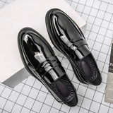 Platform Shoes Loafers Original Men Patent Leather Wedding Shoes Black Formal Business Luxury Slip-on Casual Leather Shoes