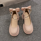 Women Thick Platform Mary Janes Lolita Shoes Party Pumps Summer New High Heels Sandals Bow Chain Mujer Shoes Oxford Zapatos